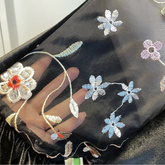 Blouse Sheer Shoulders Ruffled Trim Sleeves - Picture 8 of 8